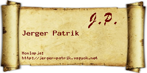 Jerger Patrik névjegykártya